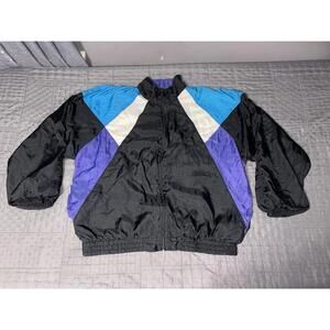 Vintage Cherokee Sport Jacket Mens XL Black Purple Blue Windbreaker 90s